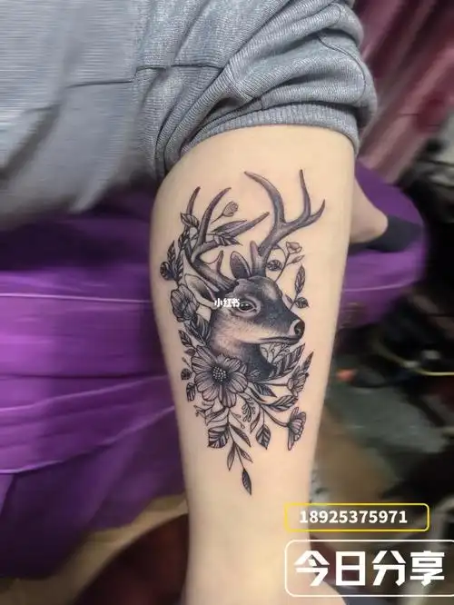小腿鹿纹身