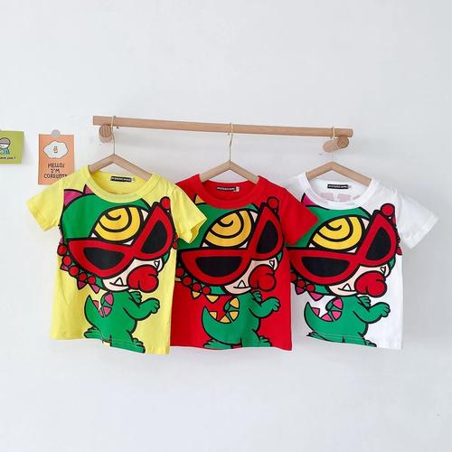 新款儿童小恐龙衣服短裤夏季日系童装男女宝宝可爱立体尾巴田鸡裤