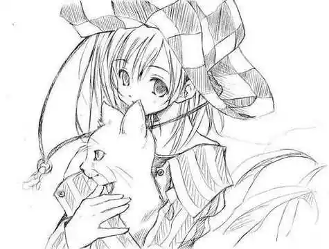 素描卡通动漫人物简笔画素描画卡通人物女生简笔画教程手持鲜花的小