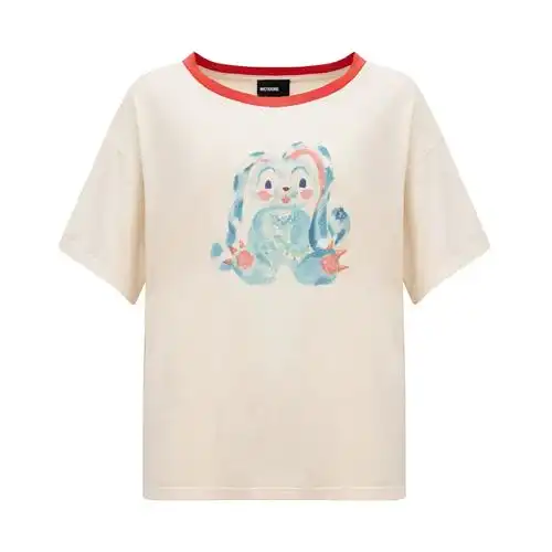 彩绘涂鸦卡通小怪兽印花短袖女圆领宽松t恤官网we11done春夏新品