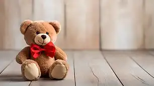 可爱儿童泰迪熊毛绒玩具摄影图