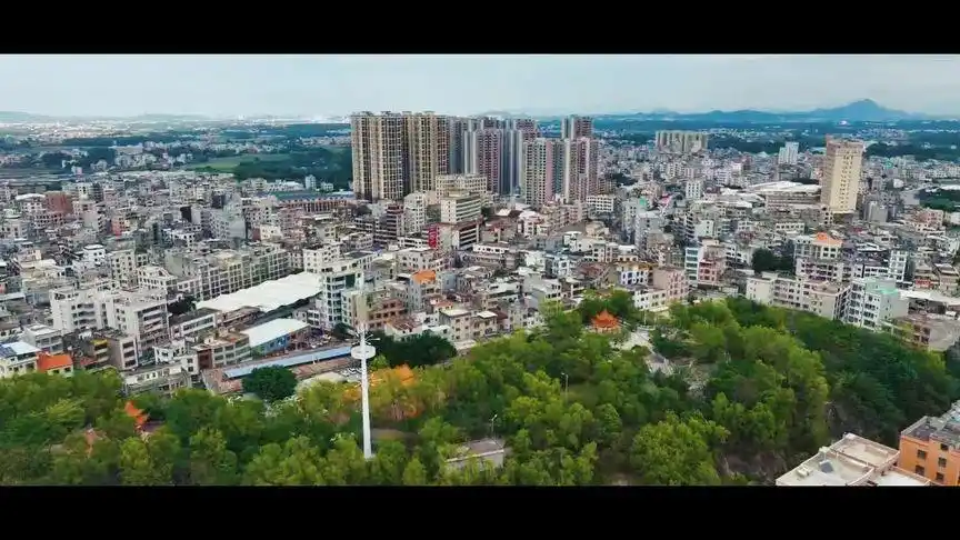 "高清素材"拍摄家乡石鼓镇全景,石鼓公园
