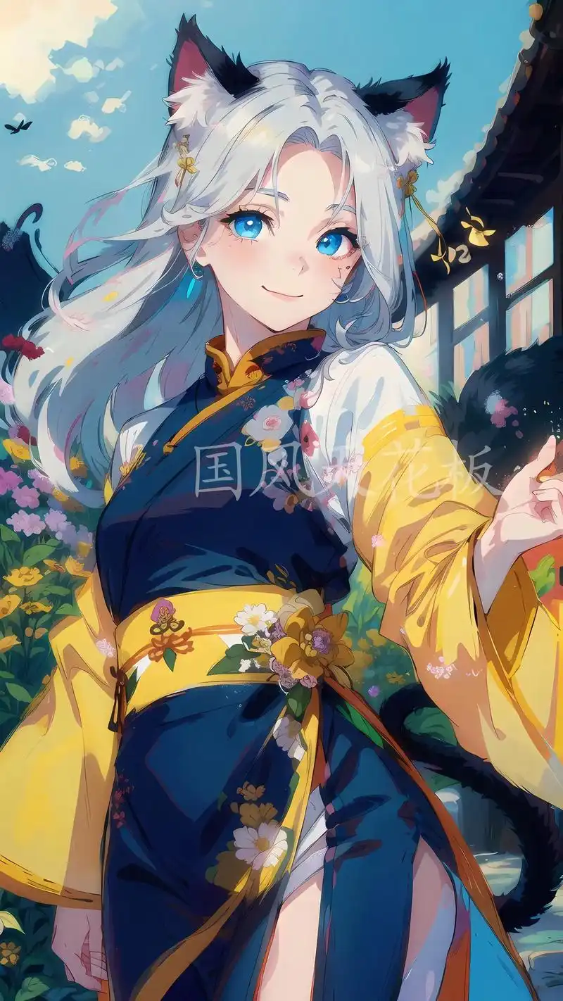 猫耳少女~真的好爱国风!#甜妹 #古风 #汉服 #ai绘画 - 抖音