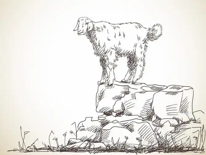 手绘草图的山羊