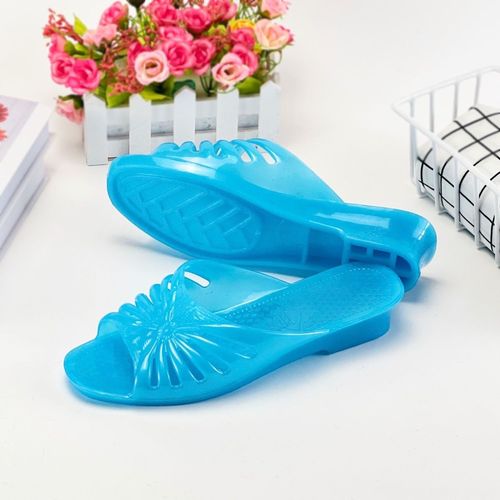 塑料拖鞋女夏防滑居家透明坡跟家用塑胶防臭中老年洗澡浴室拖鞋