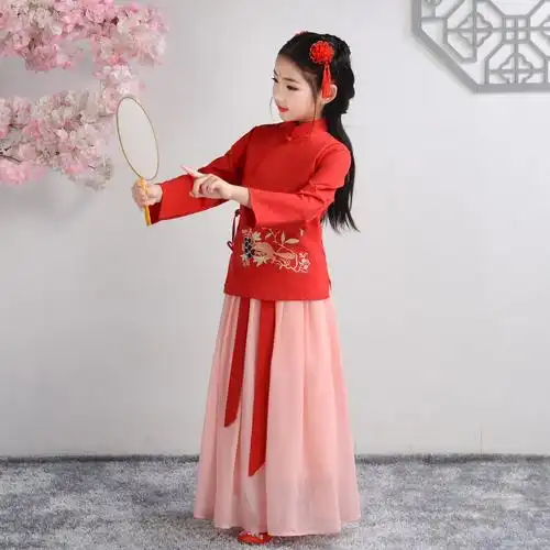 汉服女童襦裙古代套装宝宝儿童袄裙明制古装演出服中国风服装夏装