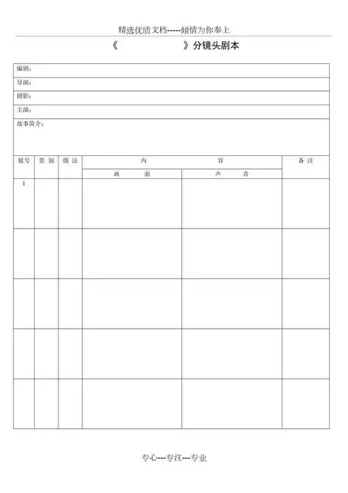 分镜头脚本表格共6页doc