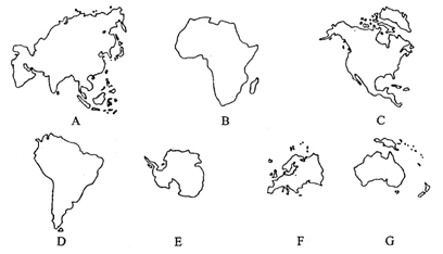 读世界七大洲轮廓图