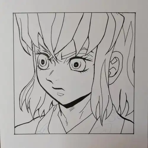 手绘鬼灭之刃–嘴平伊之助线稿