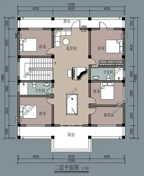 新农村别墅,堂屋加客厅,13米x15米含平面图,通用版方案