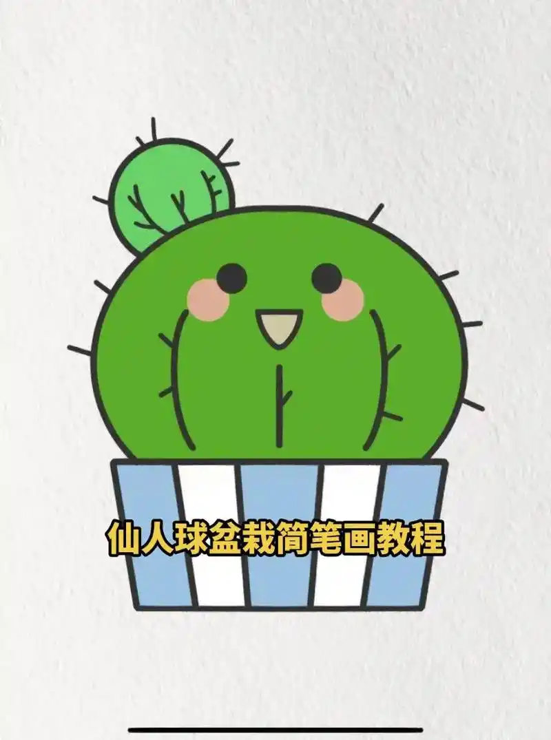 绿植|仙人球简笔画.这么可爱的仙人球盆栽快快学起来吧#幼儿园 - 抖音