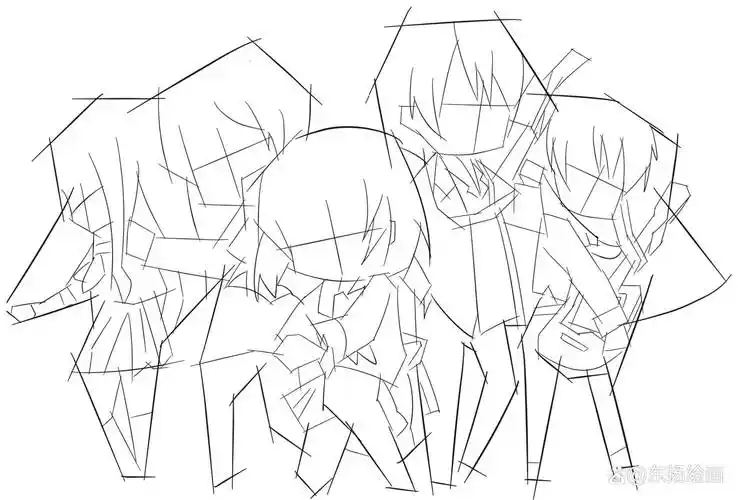 动漫人物组合素描教程