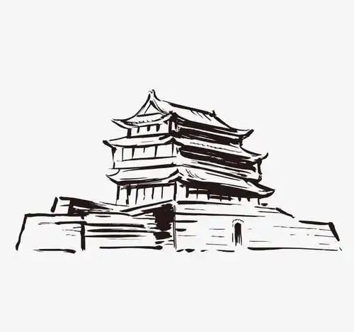 天津鼓楼素描简笔画