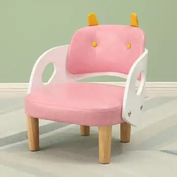 椅靠背沙发椅家用幼儿园小椅子矮凳宝宝椅学习座椅白烤漆背粉红pu皮