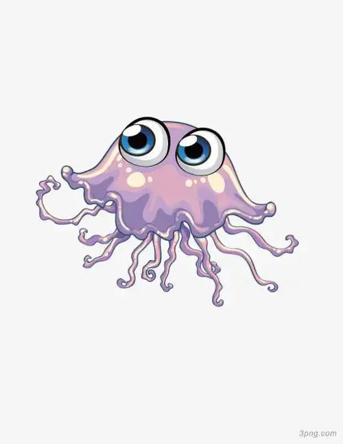 卡通水母png素材透明免抠图片-卡通手绘