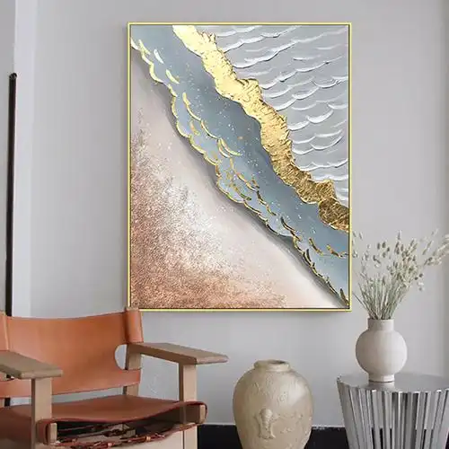 玄关轻奢框挂画立体现代简约装饰画背景墙抽象入户手绘油画