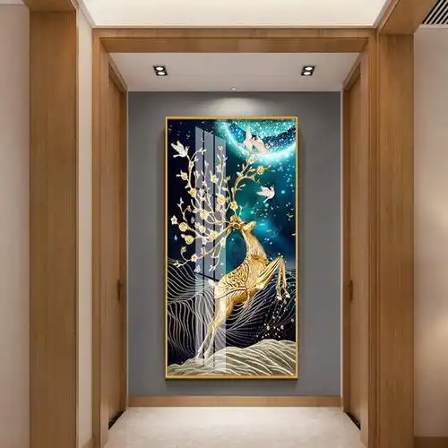 购客玄关装 饰画现代简约 招财风水走廊过道竖版挂画轻奢进门墙壁画