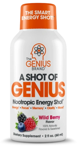 a shot of genius: a natural energy shot that leans on focus