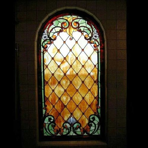 教堂彩色玻璃镶嵌蒂凡尼艺术屏风门窗吊顶隔断玄关复古彩绘包邮
