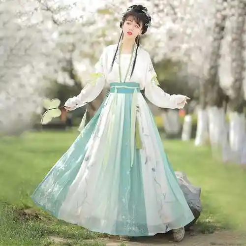 满188元减20元 醉婵汉服女原创【碧落】唐风对襟齐胸一片式襦裙改良半