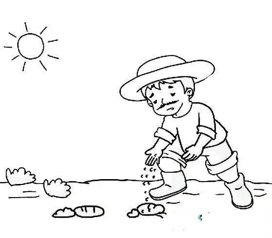 单线式人物简笔画种地