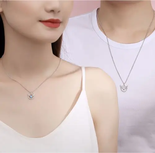 s925银一路鹿有你情侣项链女男一对 异地恋网红潮吊坠锁骨链脖链