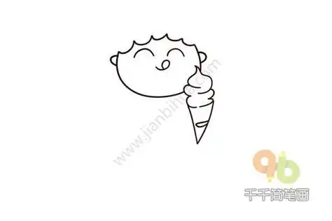 女孩吃棒冰简笔画
