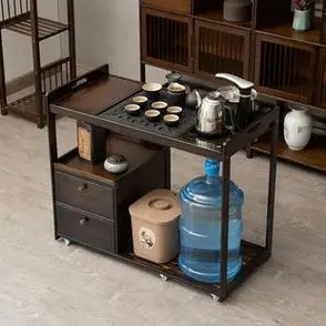 移动茶台家用小茶车新中式多功能茶桌烧水壶一体茶水柜轻奢茶桌