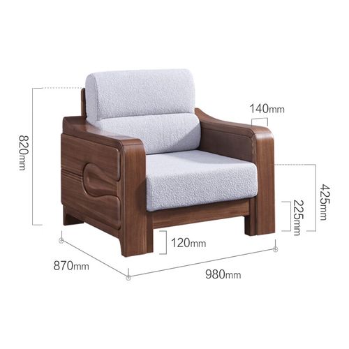 光明家具现代简约进口榆木三人位沙发客厅全实木妃位转角沙发组合 098