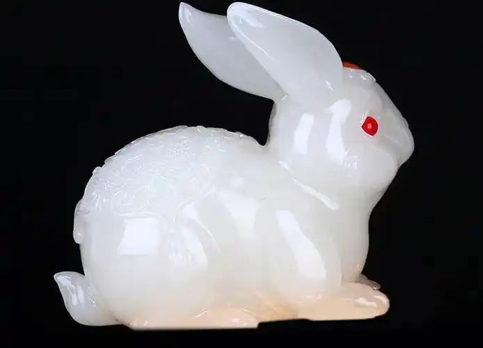遨赏玉兔摆件生肖兔子创意饰品结婚礼品小白兔白玉兔子工艺品摆件无