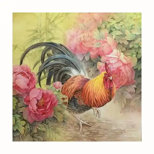 国画工笔画白描底稿牡丹公鸡锦鸡鸽子宣纸手绘国画