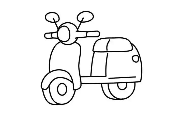 踏板摩托车简笔画的画法和步骤