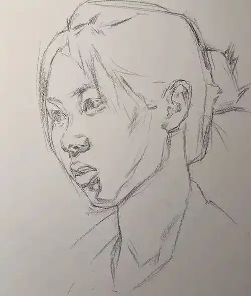 第三一三集朱传奇教你画利落有神的四分之三侧女青年素描头像