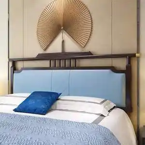 新品新中式实木床头板软包简约1.8米双人床靠背板式单买床头2定制