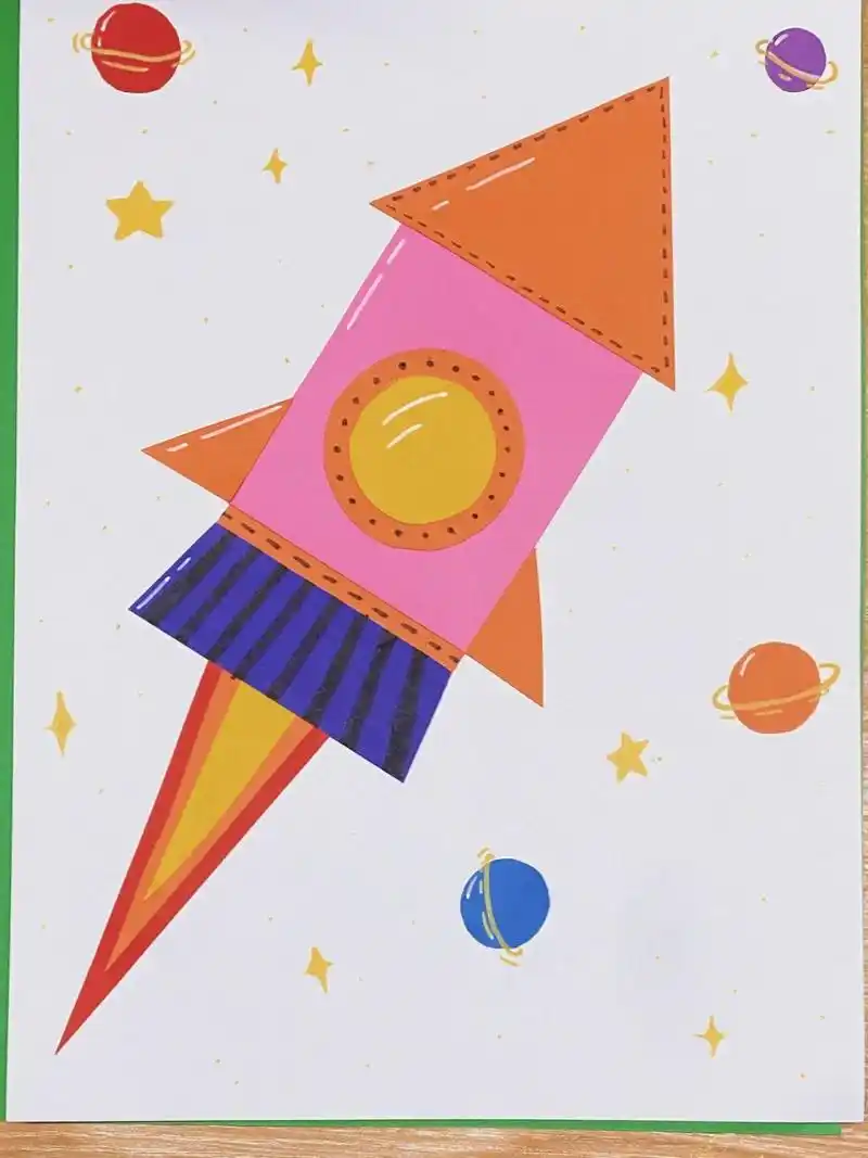 火箭剪贴画 图形拼贴画|创意手工