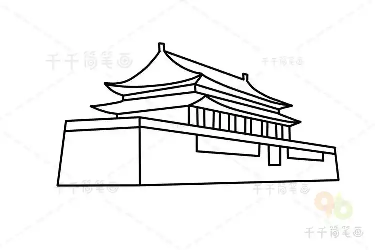 天安门简笔画 亲子绘画素材