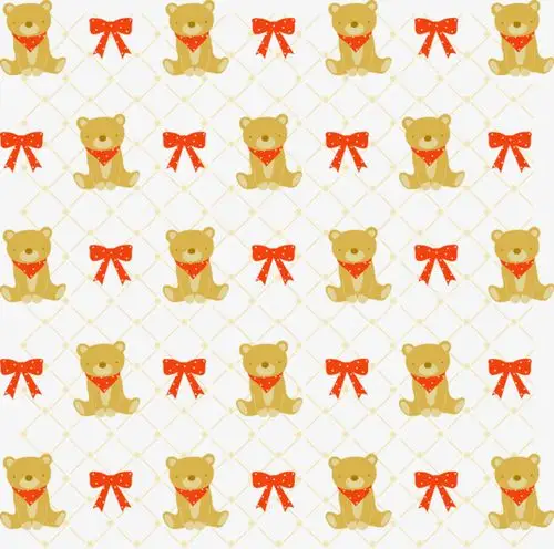 小熊和蝴蝶结矢量背景底纹素材