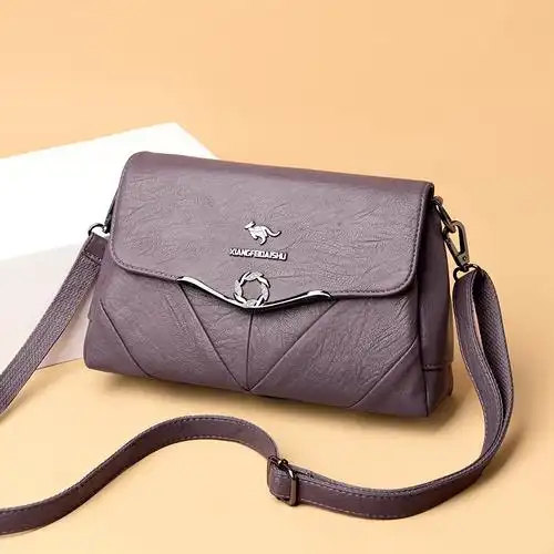 袋鼠真皮女包2019新款中年妈妈包时尚百搭女士休闲单肩斜挎包小包