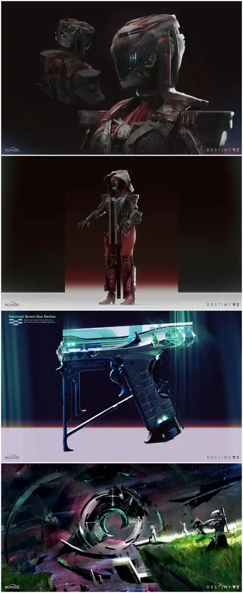 概念艺术家jacob gonzalez为游戏《命运2》进行的场景与道具设计,展现