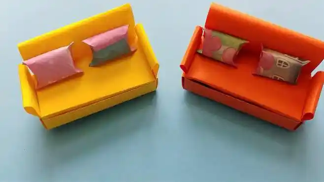 手工折纸:教你给芭比娃娃做超级可爱的迷你沙发,折法简单-母婴亲子