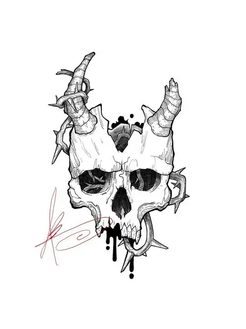 骷髅头暗黑系插画