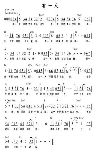谁知道在哪能找到盛晓玫唱的那个有一天的谱子.