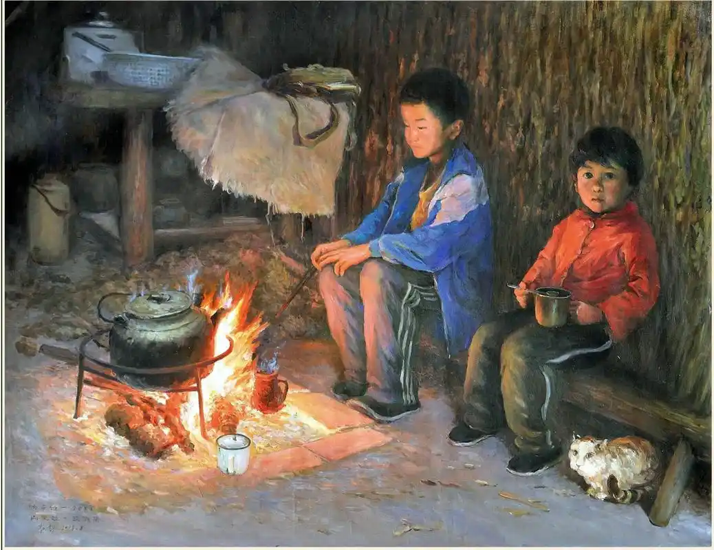 经典怀旧画,童年记事,那时的你们,收红薯的日子