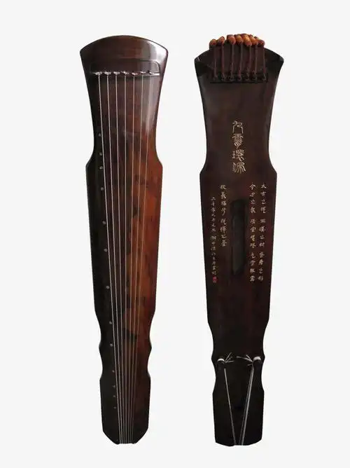 古风古琴两把木质古风古琴png