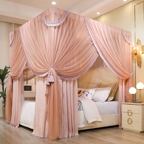 帐莎床帘双层欧式公主风流苏款遮光床幔落地蚊帐2022新款支架加厚