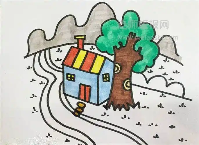 家乡简笔画 家乡简笔画 农村