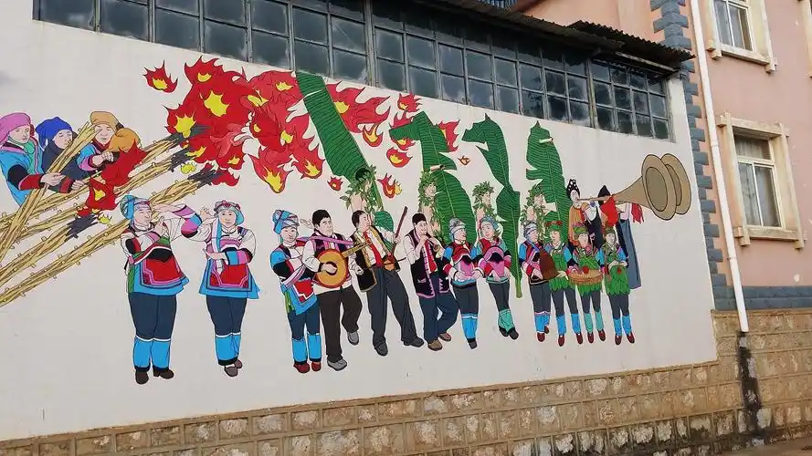 彝族阿哲墙体彩绘