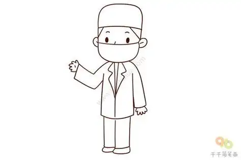 q版医生简笔画原创教程步骤5068儿童网抗疫的医生叔叔上色简笔画要