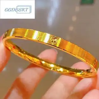 ggdbskt新款18米字手镯女实心拉丝转运金镯子访金5手环送礼送女友米字