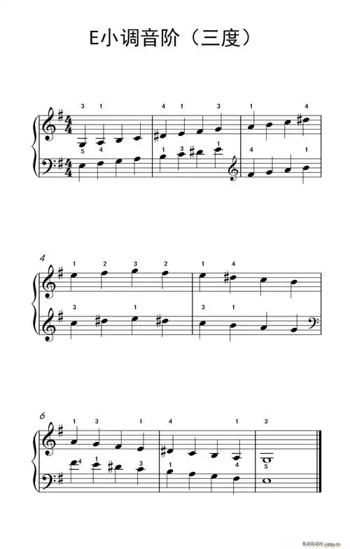 e小调音阶三度儿童钢琴练习曲